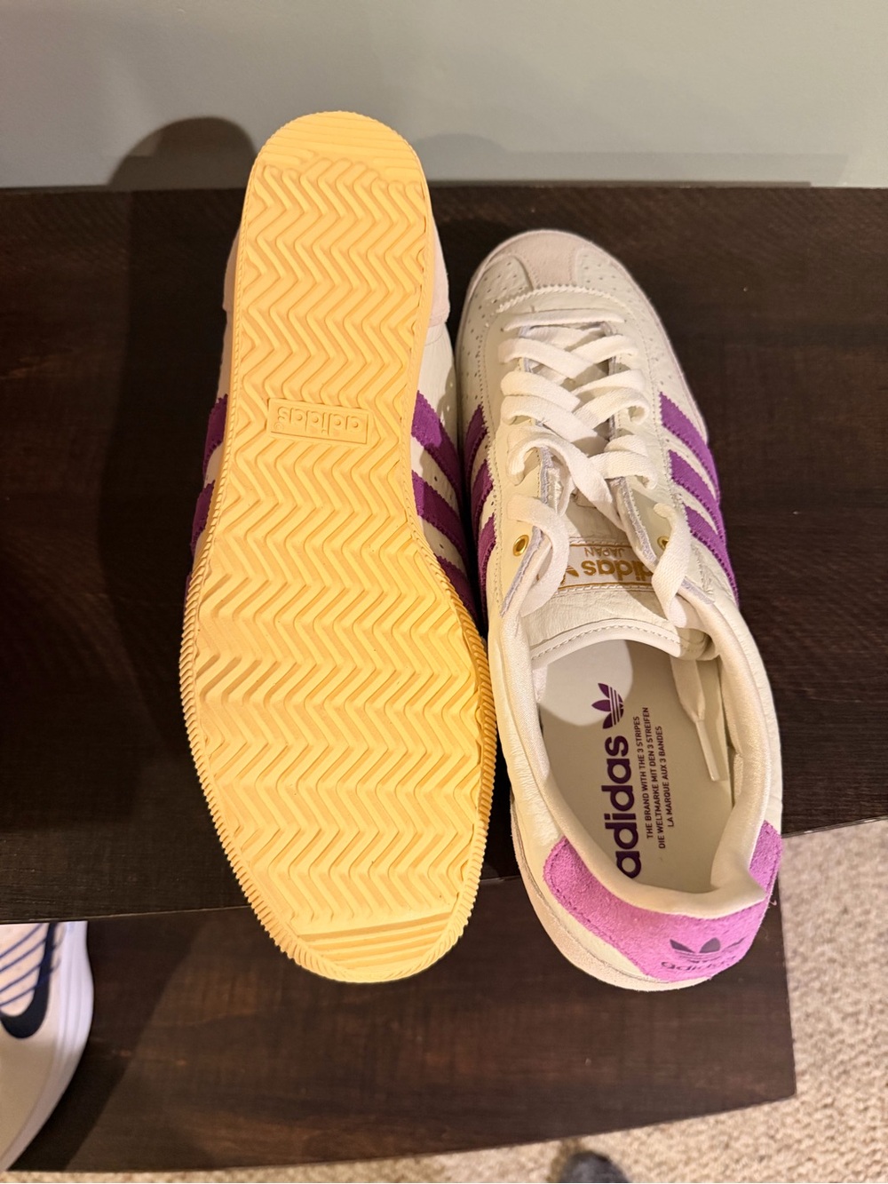 adidas Japan W Leather Sneakers in White/Purple Brand new with tags women’s 11.5 - Picture 5 of 9